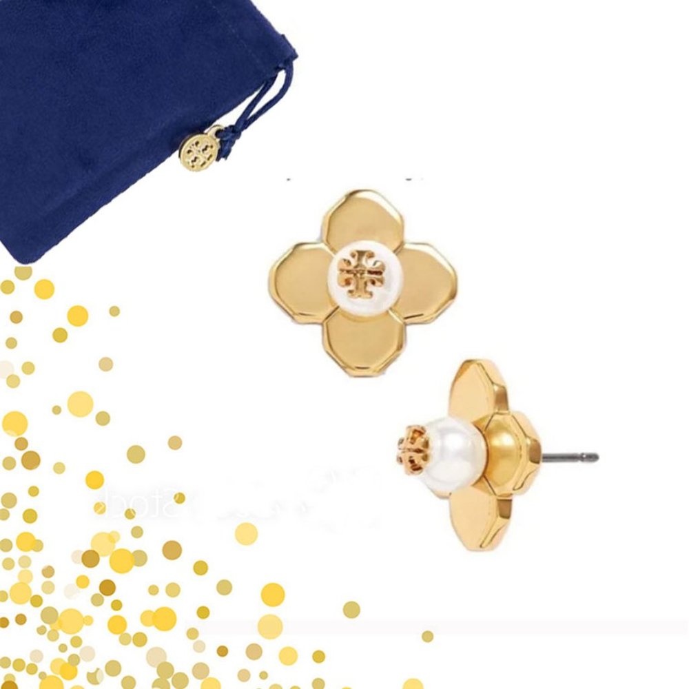 Tory Burch Babylon Gold & Pearl Earrings NWOT